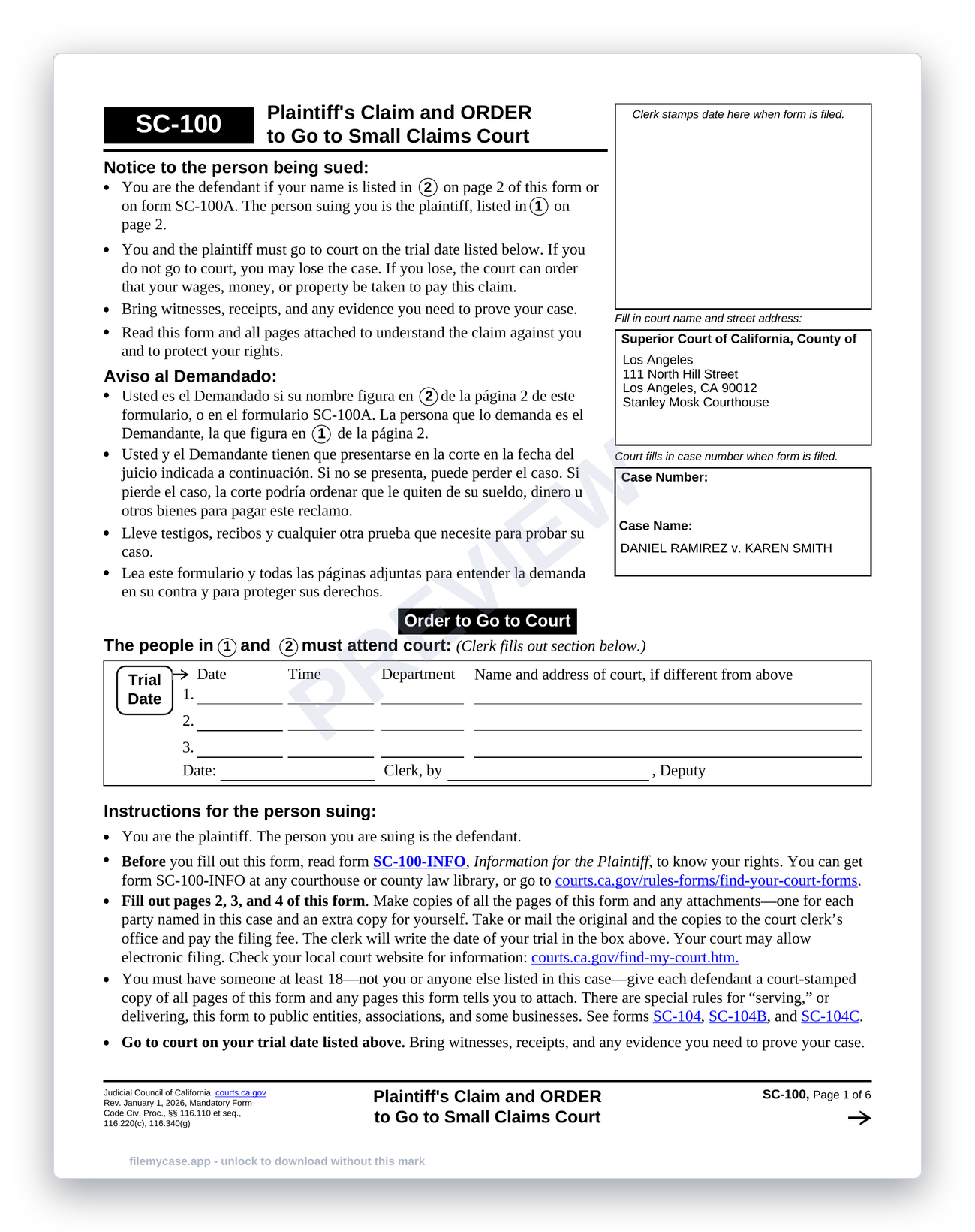 Plaintiff's claim, the small claims track